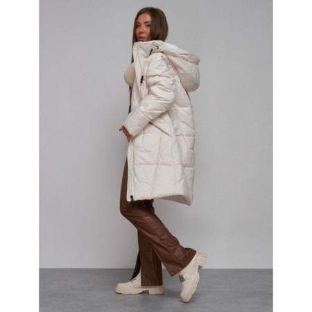 Coat insulated winter female, size 44, beige color-16