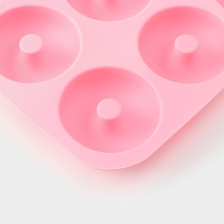 The form for baking the share "Sweets. Donut ", silicone, 28.5x28.5x3 cm, 9 cells (d = 8 cm), pink color-4