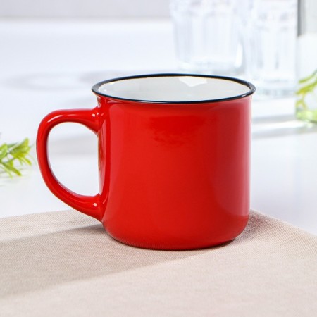 Mug ceramic shares "Emal", 340 ml, red color-1