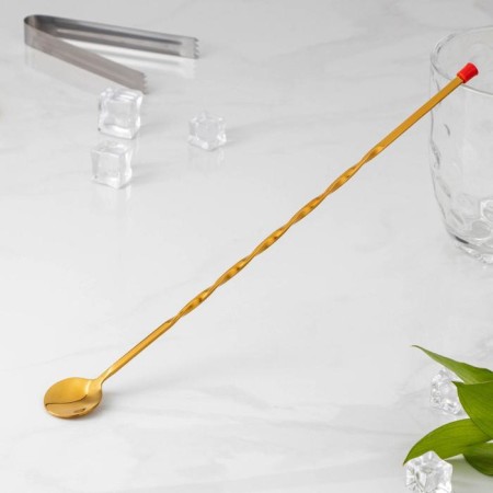 A barn spoon with stainless steel Madler, length 33.5 cm, gold color