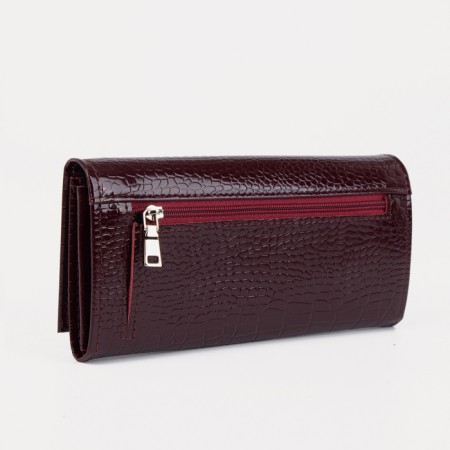 Women's wallet on the button, burgundy color-1