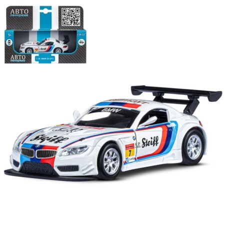 Metal machine BMW Z4 GT3 1:38, inertia, doors open, white color