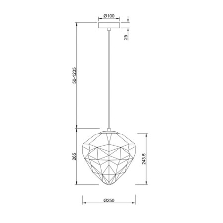 Suspension lamp Maytoni P053PL-01GR, E27, 1x40 W, 250x250x1500 mm, Chrome-1