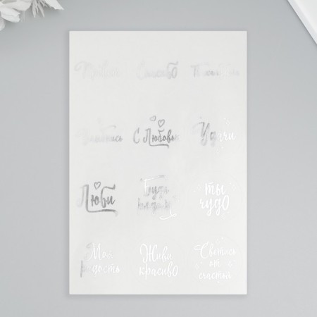 Stickers (stickers) "Phrases" 10x15 cm, color silver, 5-315