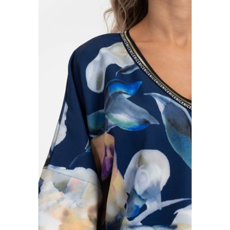 Female blouse, size 46, blue, beige color-5