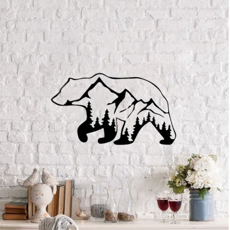 Metal panel "Bear and mountains" 60x35 cm