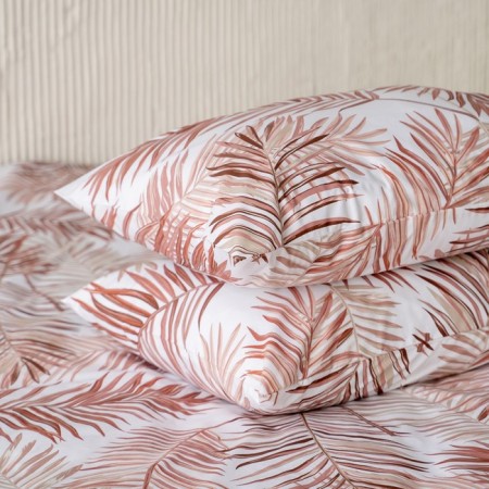 Palms pillowcase set, size 70x70 cm, terracotta color, 2 pcs-1