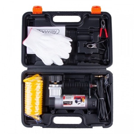Car compressor SkyWay, Metal, 30 l/min, in a cigarette lighter+crocodile, in the case, 7 A S02001014-4