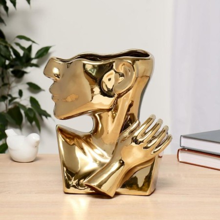Vase Ceramics "Sophisticated Profile" 15x8x21 cm, gold