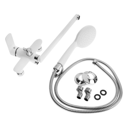 Bath mixer Zein Z3415, 35 mm cartridge, with shower set, zinc, white/chrome-11