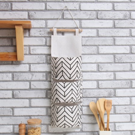 Pocket textile color white 3 compartments, 57x19 cm