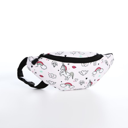 Youth backpack from textiles on a zipper, 3 pockets, waist bag, light pink color-7
