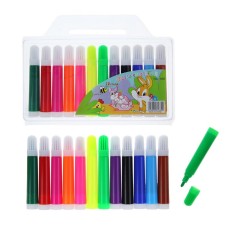 Felt -tip pens, 12 colors, Jambo, thick, ventilated cap