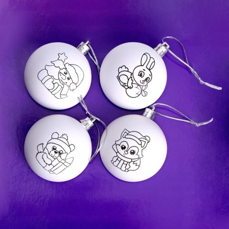 New Year's set for creativity. Christmas balls for coloring "Happy New Year", paints, 4 pcs-5