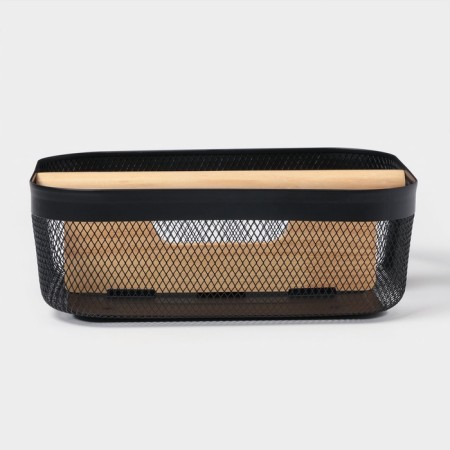 Universal Basket LADOM "Halves", rectangular, with a pen, 32.5 × 24.5 × 11.5 cm, black-4