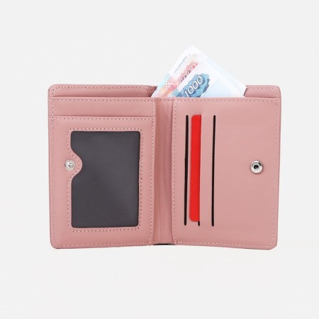 Women's wallet on the button, pink color-2