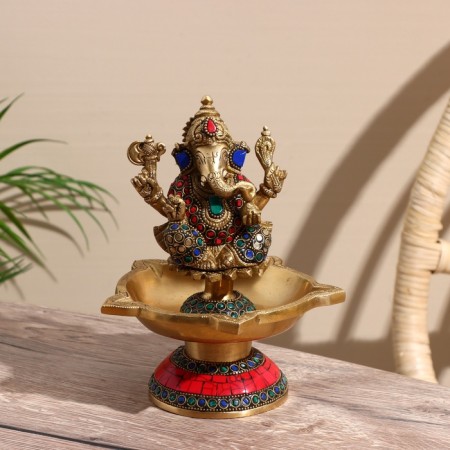 Aroma lace "Ganesha" brass, stone 19 cm