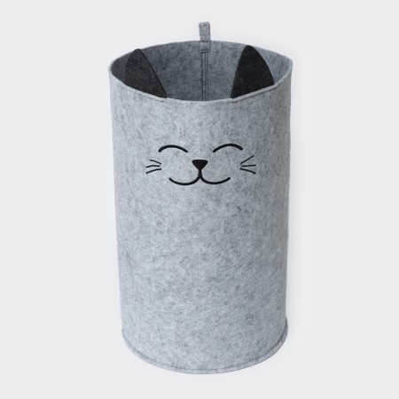 Funny “cat” storage basket, gray color-1