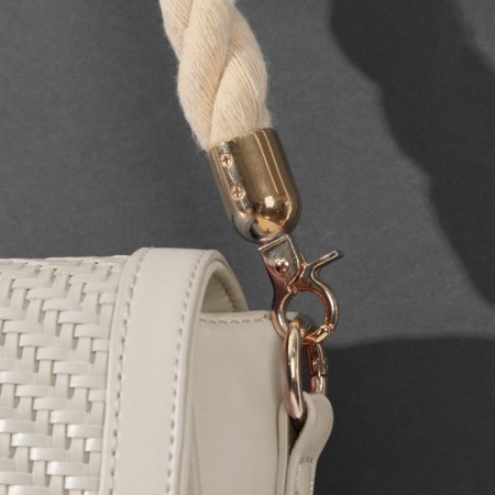 Handle for a bag, rope, 60 × 1.5 cm, with carbines, cream/gold color-4