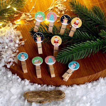 Set of decorative clothespins "Happy New Year" set of 10 pcs.