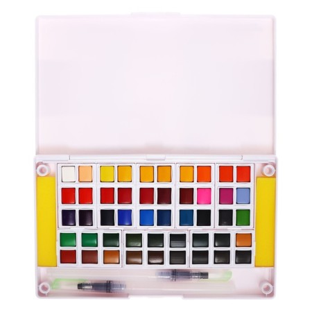Watercolor paints, + 2 pieces of brushes, in a plastic box, 48 colors-3