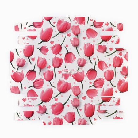 Box for 4 sweets and chocolate with cells "Tulips" 18.8 x 15.7 x 3 cm-4