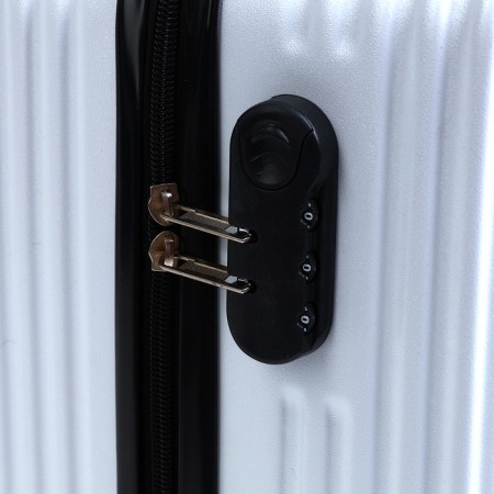 Small suitcase 20 "On a zipper, code castle, 4 wheels, white color-5