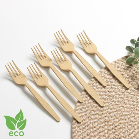 A set of disposable forks of corn starch Nature, 18 cm, 6 pcs, color mix
