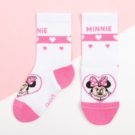 Set of socks "minnie", Minnie Mouse, pink/white color, 12-14 cm-1