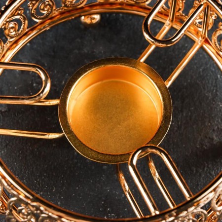 Heating-heating stand for a teapot, 13 × 13 × 6 cm, gold color-1