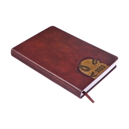 Dated diary 2025, A5, 176 sheets, Hong Kong, solid cover, pancake embossing, with liesse, block 80 g/m2, brown-1