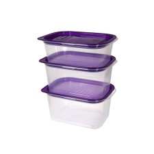 A set of plastic containers with an overwhelm Oursson, sweet plum