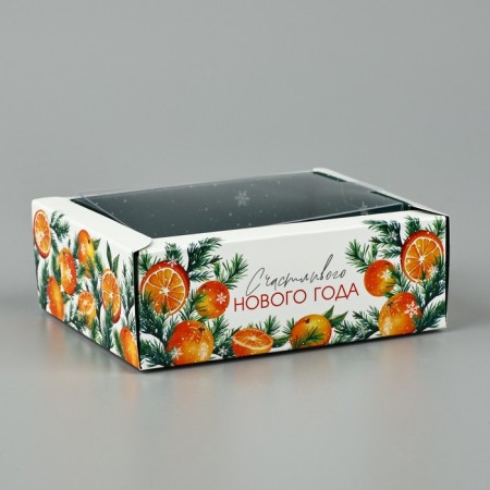 Folding box with a plastic cover of the "Happy New Year", 11.5 x 9 x 4 cm, New Year-1