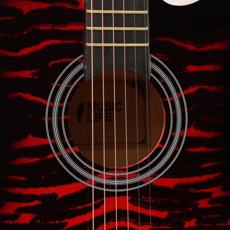 Acoustic guitar Music Life QD-H38Q-HW, red-2