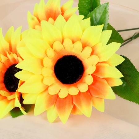 Artificial flowers "Sunflower large" three buds, 13x57 cm, yellow-1