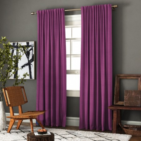 Set of curtains "Ibiza", size 200 x 270 cm - 2 pcs, picking - 2 pcs cm, purple color