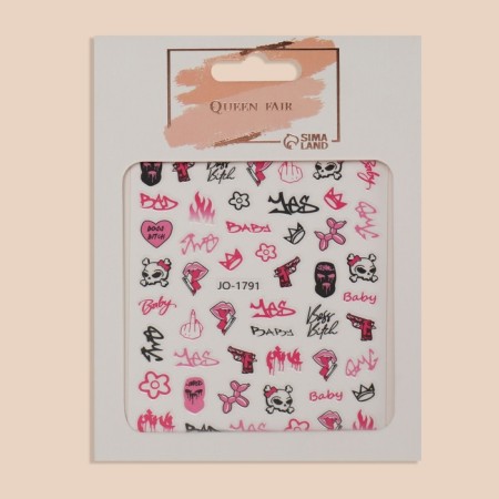 Nail stickers "Baby" color black/pink-4