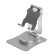 A phone stand, adjustable, folding, 360 ° rotation, metal, silver
