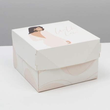 Gift folding box, packaging, "with love", 12 x 8 x 12 cm-1