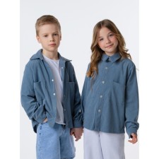 Рубашка вельветовая детская Amarobaby Velvet, рост 140 см, цвет голубой