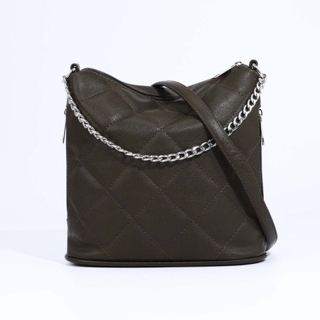 Janelli Cross-Boda Bag on a zipper, outer pocket, khaki color