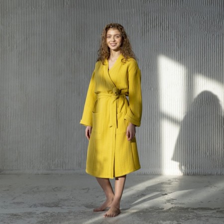 Shifu robe, size l, mustard color-3