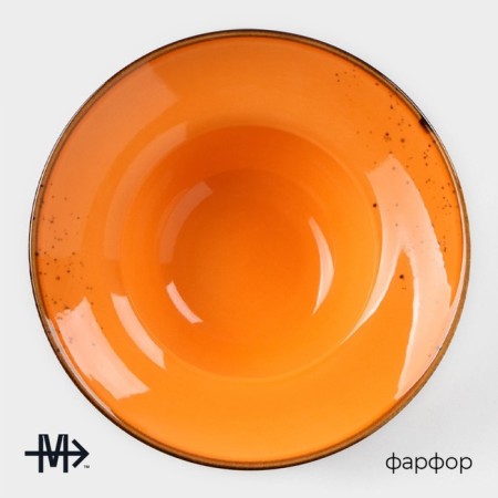Porcelain plate for Magistro paste "Cerera", 400 ml, D = 19.5 cm, Orange color-1