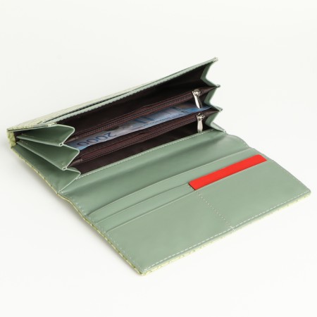 Women's wallet on magnets, green color-3