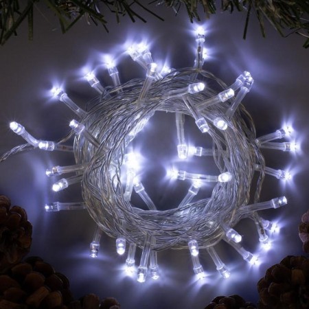 Garland “thread” 5 m, IP20, transparent thread, 50 LED, white glow, 8 modes, 220 V