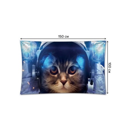 Decorative panel with photo printing "cat in space", horizontal, size 100x150 cm-1