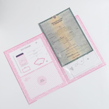 Folder for birth certificate for the girl "Bear", A4-4