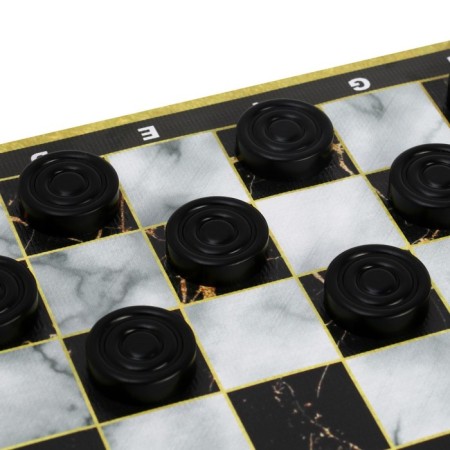 Checkers, 24 pcs, d-3 cm, h-0.9 cm, vinyl field 30 x 30 cm, in a tube-3