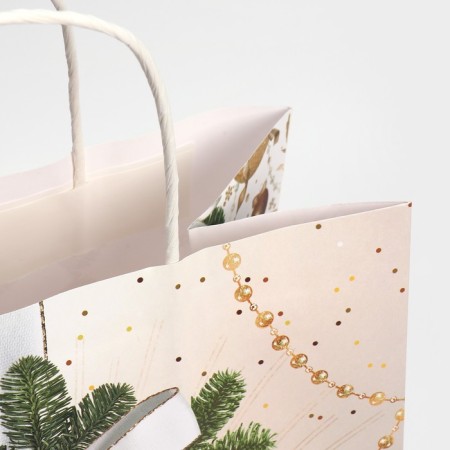 Package gift craft "gold", 28 x 32 x 15 cm, new year-4