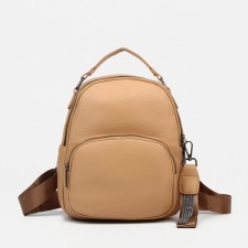 Women's backpack of artificial leather with lightning, 1 pocket, sand color
